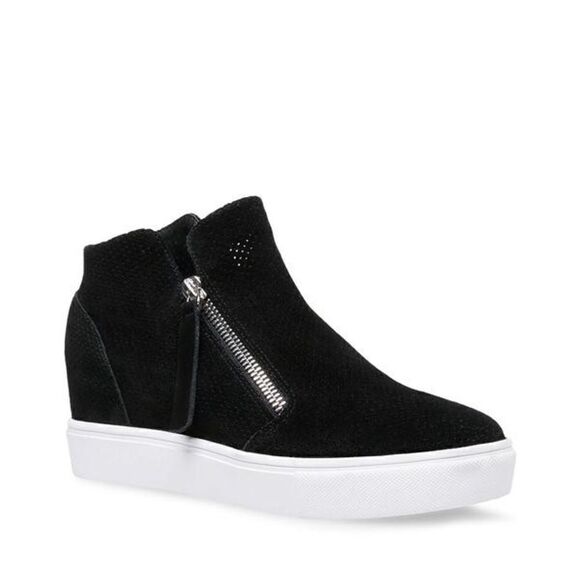 Steve Madden Caliber black perforated suede double zip sneakers 8.5 sold out - Picture 1 of 16
